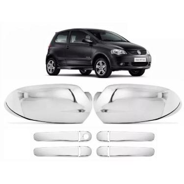 Imagem de Kit aplique cromado maçaneta e retrovisor fox 2003 a 2009