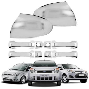 Imagem de Kit aplique cromado capa maçanetas retrovisor fiesta 2004