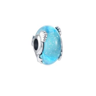 Imagem de Berloque Separador Murano Azul Concha em Prata 925