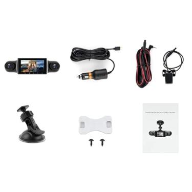 Imagem de 4 canais Dash Cam 1080p FHD DVR Câmeras frontal traseira interna DashCam, tela IPS de 3 polegadas câmera de carro