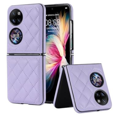 Imagem de Capa para celular Huawei Pocket 2, couro macio com padrão de luxo, antichoque, fina, estilo moderno (roxo)