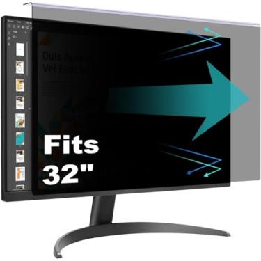 Imagem de Pozlle Protetor de tela de privacidade para computador pendurado de 32 polegadas compatível com monitor de mesa widescreen 16:9 - filtro de luz azul e anti-UV - Design de pendurar para fácil