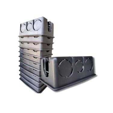 Imagem de Kit 40 Caixinha 4x2 Preta Reforçada Tomada Iluminação Energia