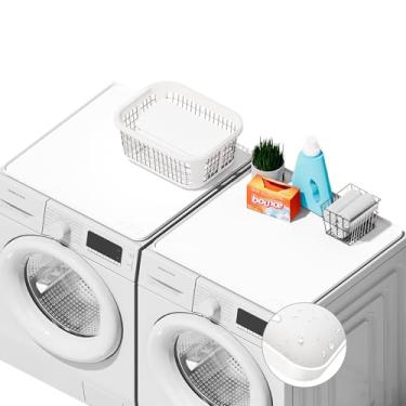 Imagem de 2 peças de tapete protetor de borracha de silicone para lavadora e secadora de roupas, acessórios de lavanderia, topo antiderrapante, lavável, tapete protetor seguro para alimentos para lavanderia e