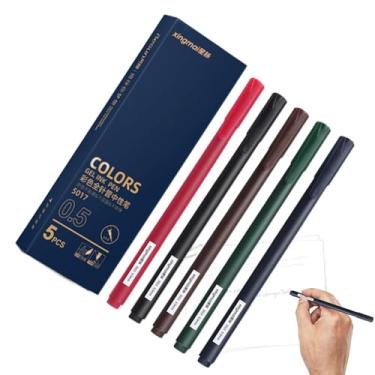 Imagem de Shakven Canetas de escrita coloridas em massa, canetas de escrita coloridas e suaves | Canetas de desenho coloridas de 5 cores para crianças | Marcadores de gel de caneta para diário de estudante,