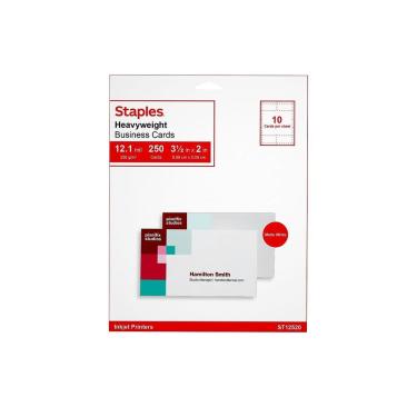 Imagem de Cartões de visita Inkjet Staples 610381, branco fosco, pacote com 250