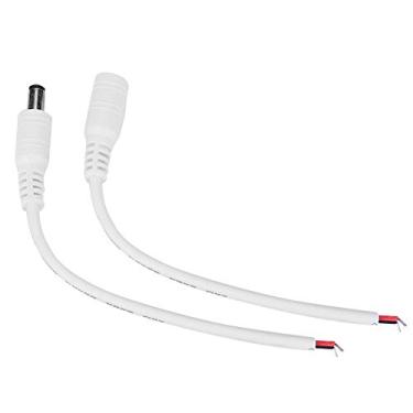 Imagem de 5 par Macho Fêmea Jack Conector Com Cabo Fio Barril Plug para Câmera Cctv Produtos Digitais Pequenos Aparelhos 5.5x2.1mm (Branco)