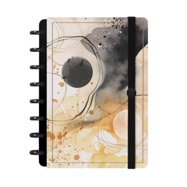 Imagem de Caderno de Disco ISCOOL Inteligente Lírico Abstrato Aquarela Preto e Amarelo P