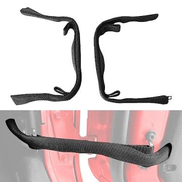 Imagem de Correia de Limite de Porta para Jeep Wrangler JK 2007-2018 Correias de Verificação de Porta com Proteção de Arnês (2 unidades), Black
