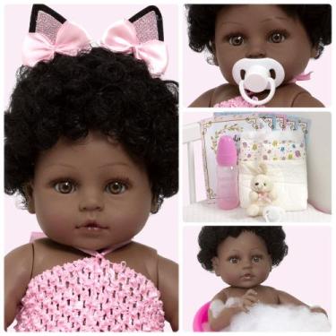 Imagem de Bebe Reborn Menina Cabelo Cacheado Enxoval Coelhinha Fofa - Cegonha Re
