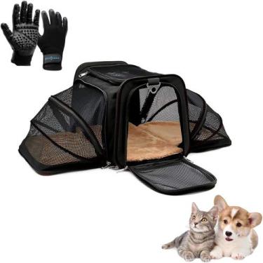 Imagem de Kit Bolsa Pet Expansivel Transporte Viagem Cachorros e Gatos Preto + P