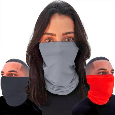 Imagem de Kit 3 Bandanas Proteção Solar Cobre Rosto Pescoço Modelo Tubular Uv Ma