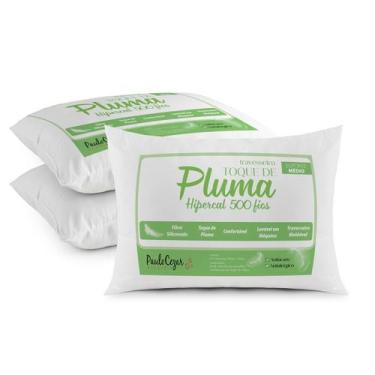 Imagem de Travesseiro Toque de Pluma Pena Hipercal 500 Fios 50x70cm Antiácaro, A