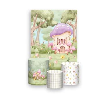 Imagem de Painel De Festa Vertical 1,50 x 2,20 + Trio De Capas Cilindro - Flores