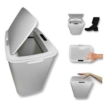 Imagem de Lixeira Escritorio Bancada Sensor Inteligente Toque Elétrico - ZEM
