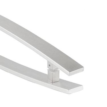 Imagem de Puxador Para Porta Duplo Em Aço Inox Curve 50cm - DECORPLACE, Escovado