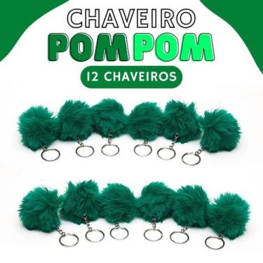 Imagem de Chaveiro Pompom Pelúcia Verde Bandeira - 50Mm Kit C/12 Unidades - Nybc