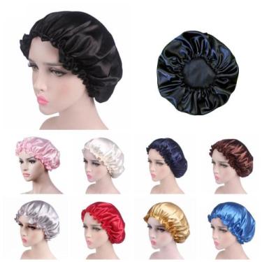 Imagem de Kit 10 Touca Para Dormir Cetim Anti Frizz Queda Ponta Dupla Moda Tendê