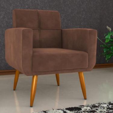 Imagem de Poltrona Decorativa para Sala Lilian Veludo Ferrugem - Mais de Casa