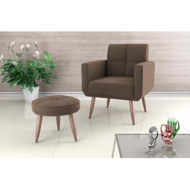 Imagem de Kit Poltrona +Puff Havana Veludo Marrom E426 - Matrix - LM DECOR