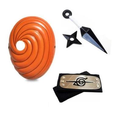 Imagem de Kit Mascara Tobi Bandana Renegado Kunai E Shuriken Naruto - Minha Loja