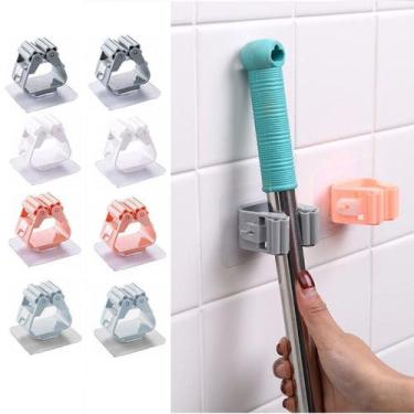 Imagem de 2 Suportes De Vassoura Rodo Mop Gancho Adesivo De Parede - Y888, Branc