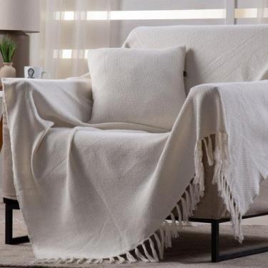 Imagem de Manta Decorativa Para Sofá Boho Hebrom Off White - FASTLAR, 140x250cm
