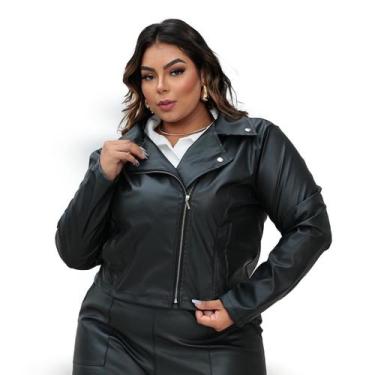 Imagem de Jaqueta Couro Plus Size G1 G2 G3 Estilosa Feminina Blusa de Frio Donna