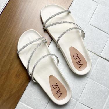 Imagem de Papete Sandália Feminina  Brilho Chinelo Rasteirinha Confortável  - No