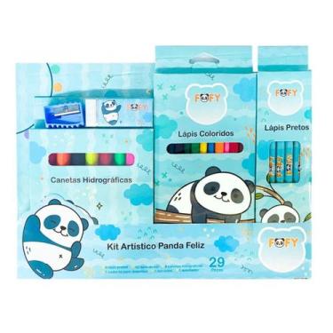 Imagem de Kit desenho artístico infantil panda feliz 29 peças - fofy