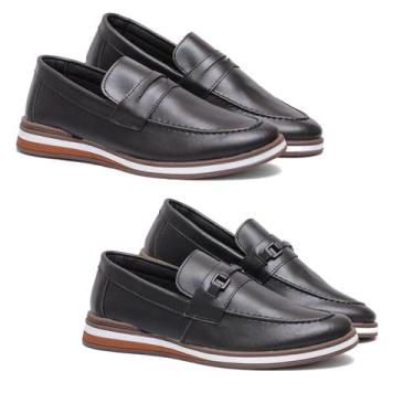 Imagem de Kit 2 Pares Sapato Mocassim Masculino Leve Macio Casual Confortavel To