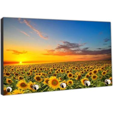 Imagem de Porta Chaves Flores Girassol Organizador Chaveiros - Vital Quadros