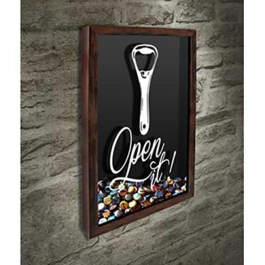 Imagem de Quadro Porta Tampinhas Open it - Quadro Novo, 37x52, Marrom