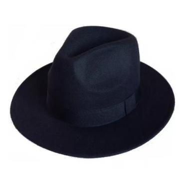 Imagem de Chapéu Fedora Feltro Aba Grande Unissex - HHW, Preto