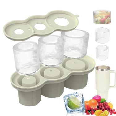 Imagem de Bandejas de gelo para copo Stanley de 1,134 g, molde de silicone para cubos de gelo com tampa e caixa, 3 bandejas de gelo para freezer, bebida gelada, suco, uísque, café, coquetéis, acessórios para