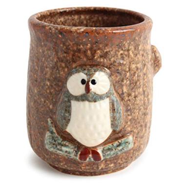 Imagem de Mino ware Cerâmica japonesa Yunomi Chawan xícara de chá coruja levantada Japão (importação do Japão) CPY102 (marrom café)