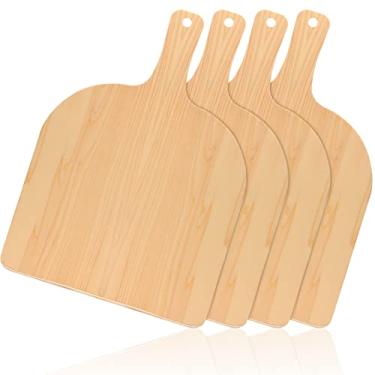Imagem de Nuogo 4 Pçs Madeira Pizza Peel Madeira Paddle Tábua Natural com Alça Espátula Corte para Restaurante Assar Caseiro e Pão Frutas Legumes, Queijo, Tamanho Único
