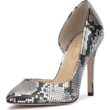 Imagem de Jessica Simpson Sapato feminino Prizma D'Orsay, Cobra metálica cromada, 39