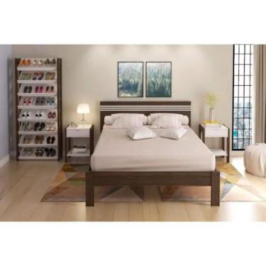 Imagem de Quarto Casal Completo 4 Peças (Cama de CM8009 + 2 Mesas Cabeceira AZ10