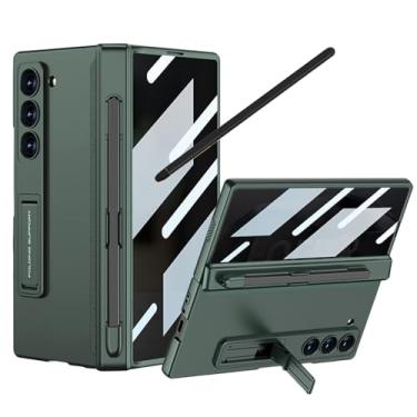 Imagem de YQODSZ Capa para Samsung Galaxy Z Fold 6 2024 com protetor de tela de privacidade, [S Pen Holder & Stylus] Z Fold 6 Anti-Spy Capa protetora com suporte de proteção de dobradiça para Z Fold 6 Verde