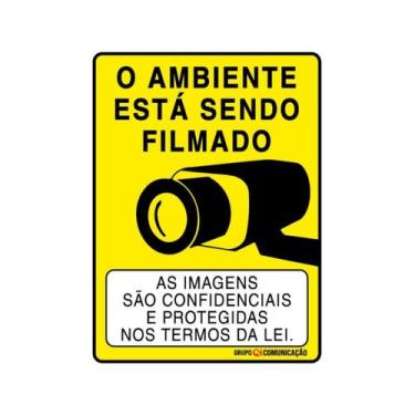 Imagem de Placa De Sinalização O Ambiente Está Sendo Filmado 15x20 Qi Comunicaçã