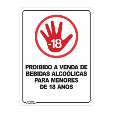 Imagem de Placa de Sinalização Proibido a Venda de Bebidas para Menores de 18 An