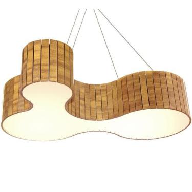 Imagem de Luminária Pendente De Madeira Orgânico 70 Cm - CASA LUSTRE