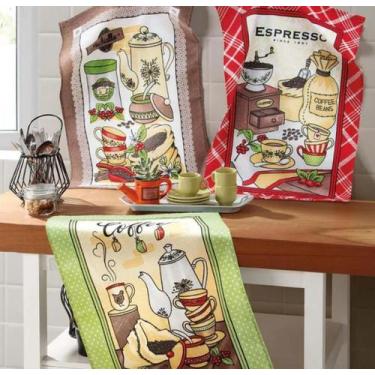 Imagem de Kit 12 Panos de Copa Felpudo Estampado Dohler Coffee