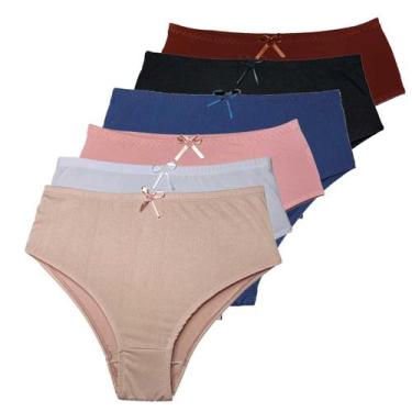 Imagem de Kit 10 Calçolas Plus Size Cintura Alta Senhora Estampada Laterais Larg