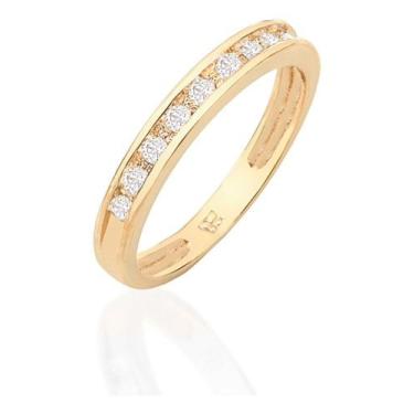 Imagem de Anel Meia Aliança Com 9 Zircônias Cravejad 511125 - ROMMANEL, Branco, 