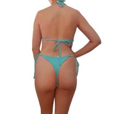 Imagem de Calcinha de biquíni avulsa de amarrar liso fio dental - DE UMA MARIA P