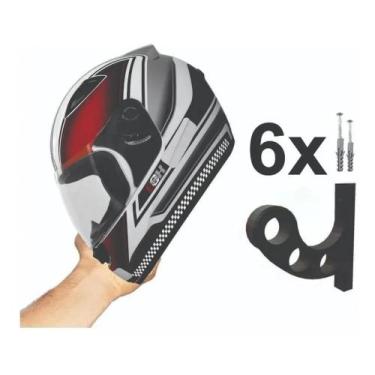 Imagem de Kit 6 Suportes De Parede Para Capacetes - 3D Art, Preto
