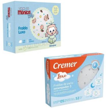 Imagem de Caixa Com 10 Fralda De Pano 70x70cm Grande Cebolinha E Carro - Cremer