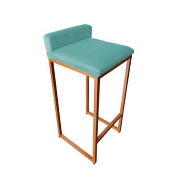 Imagem de Banco Banqueta Cadeira Grécia Base Metal Bronze Veludo - Fina Mobília,